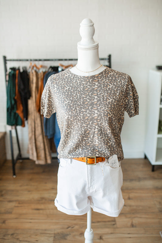 Honey Leopard Short Sleeve Sweater