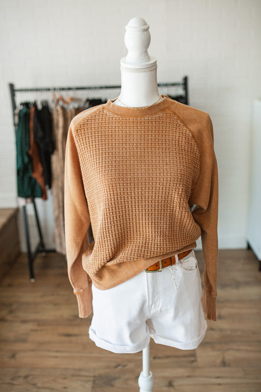 Burnt Amber Waffle Pullover