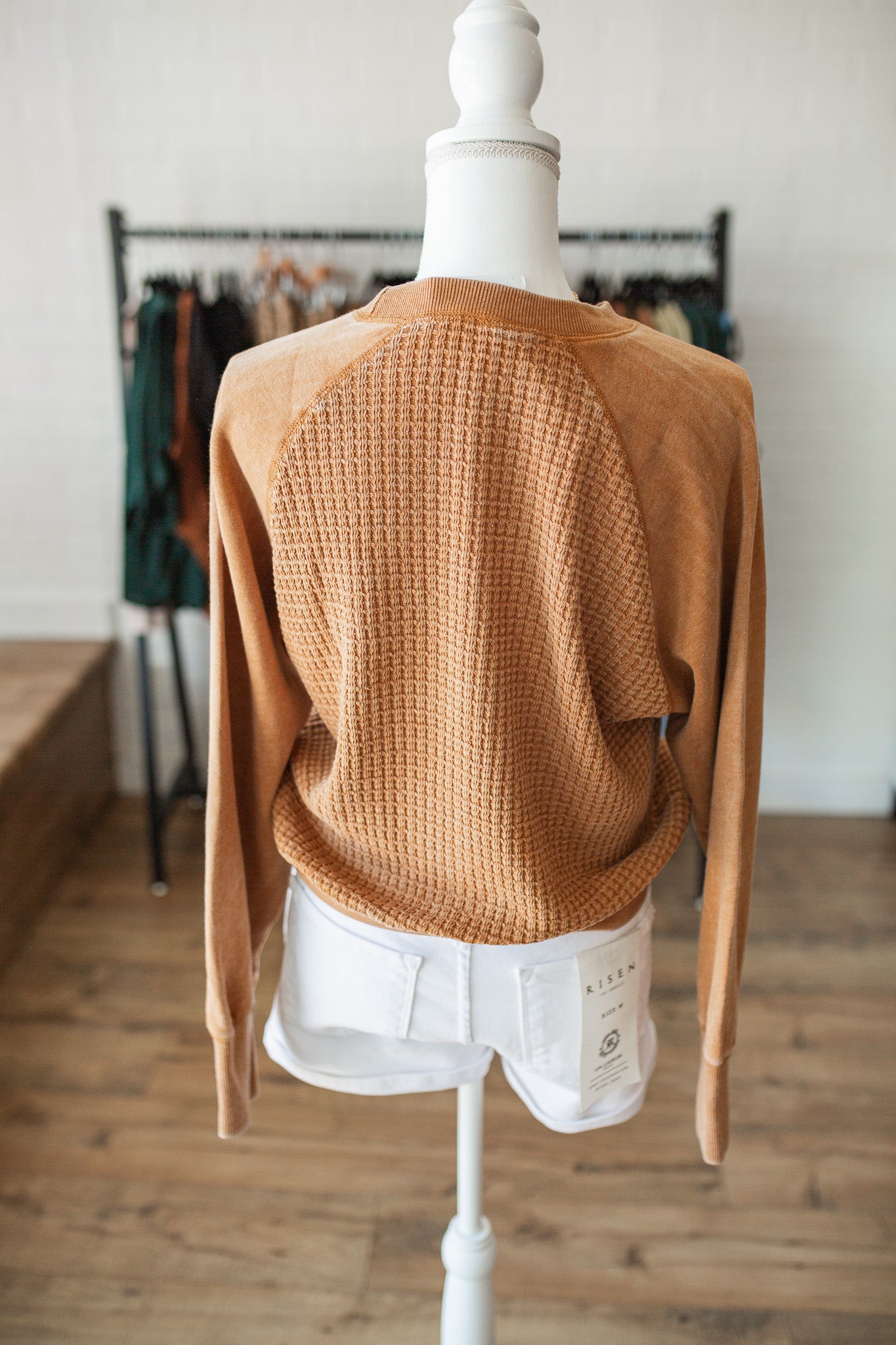 Burnt Amber Waffle Pullover