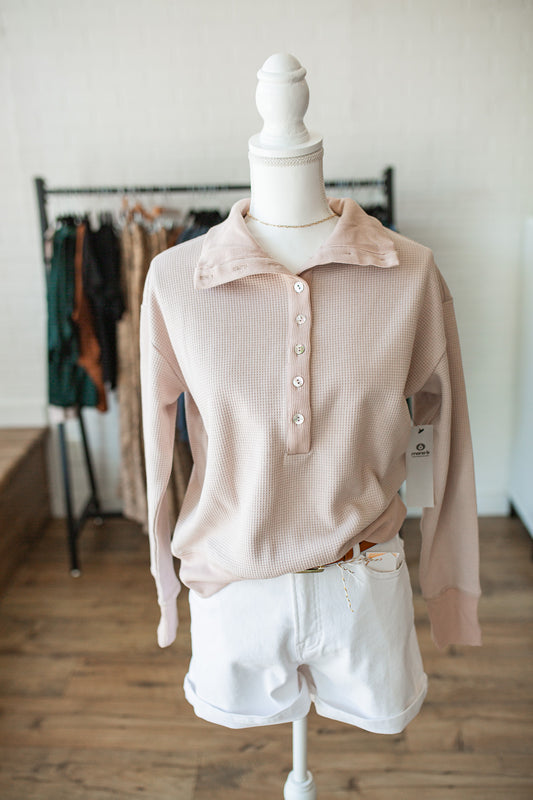Mushroom Half Knit Pullover
