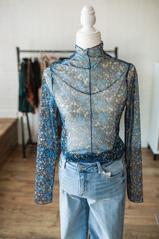 Black/Blue Floral Mesh
