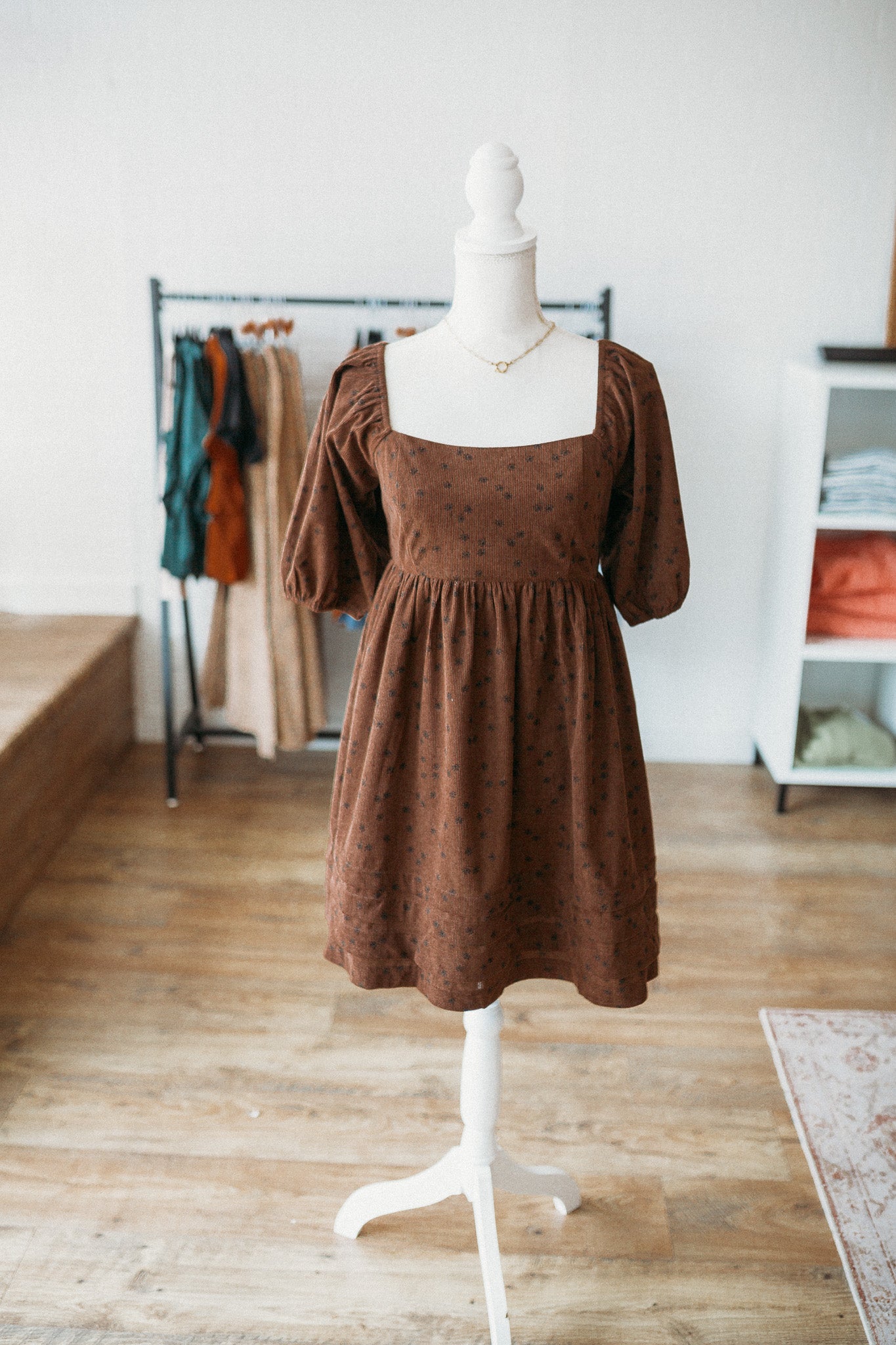 Floral Corduroy Mini Dress