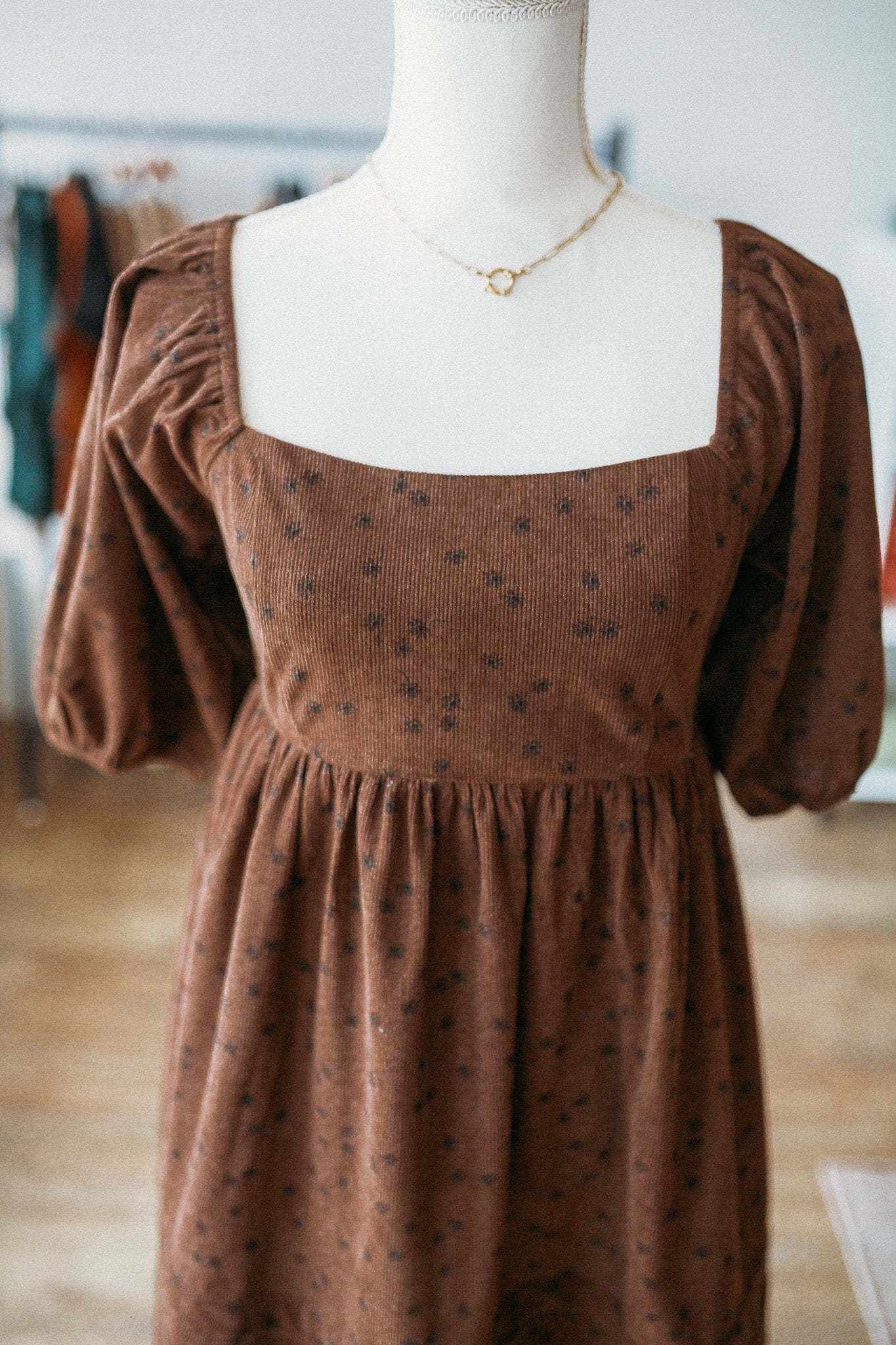 Floral Corduroy Mini Dress