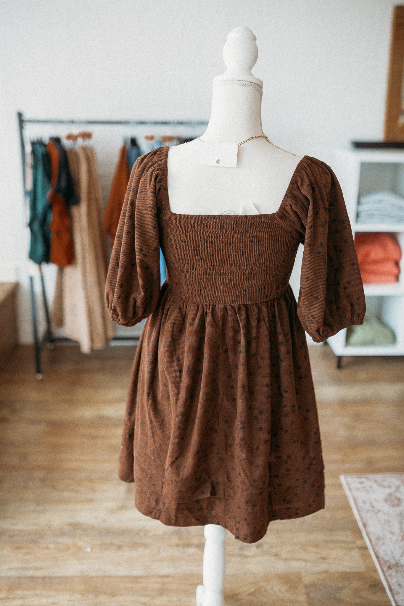 Floral Corduroy Mini Dress