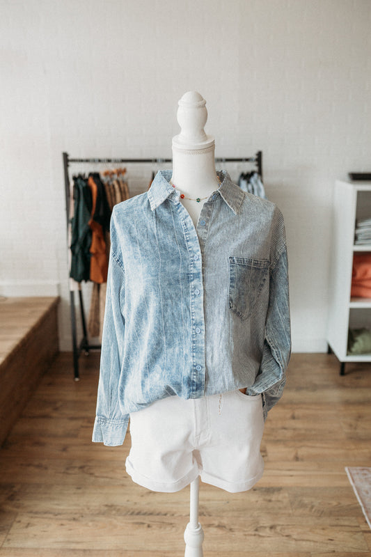 Lt/Dark Indigo Colorblock Chambray