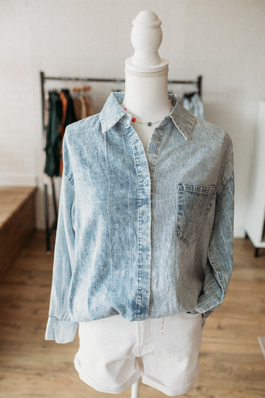 Lt/Dark Indigo Colorblock Chambray