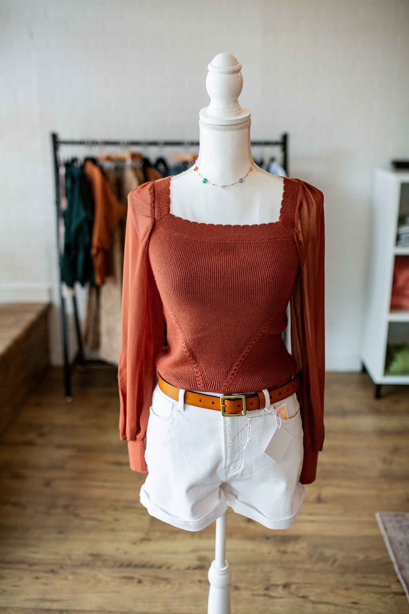 Rust Scalloped Top