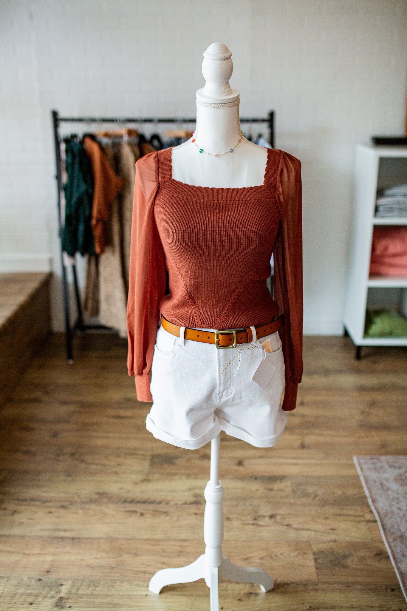 Rust Scalloped Top