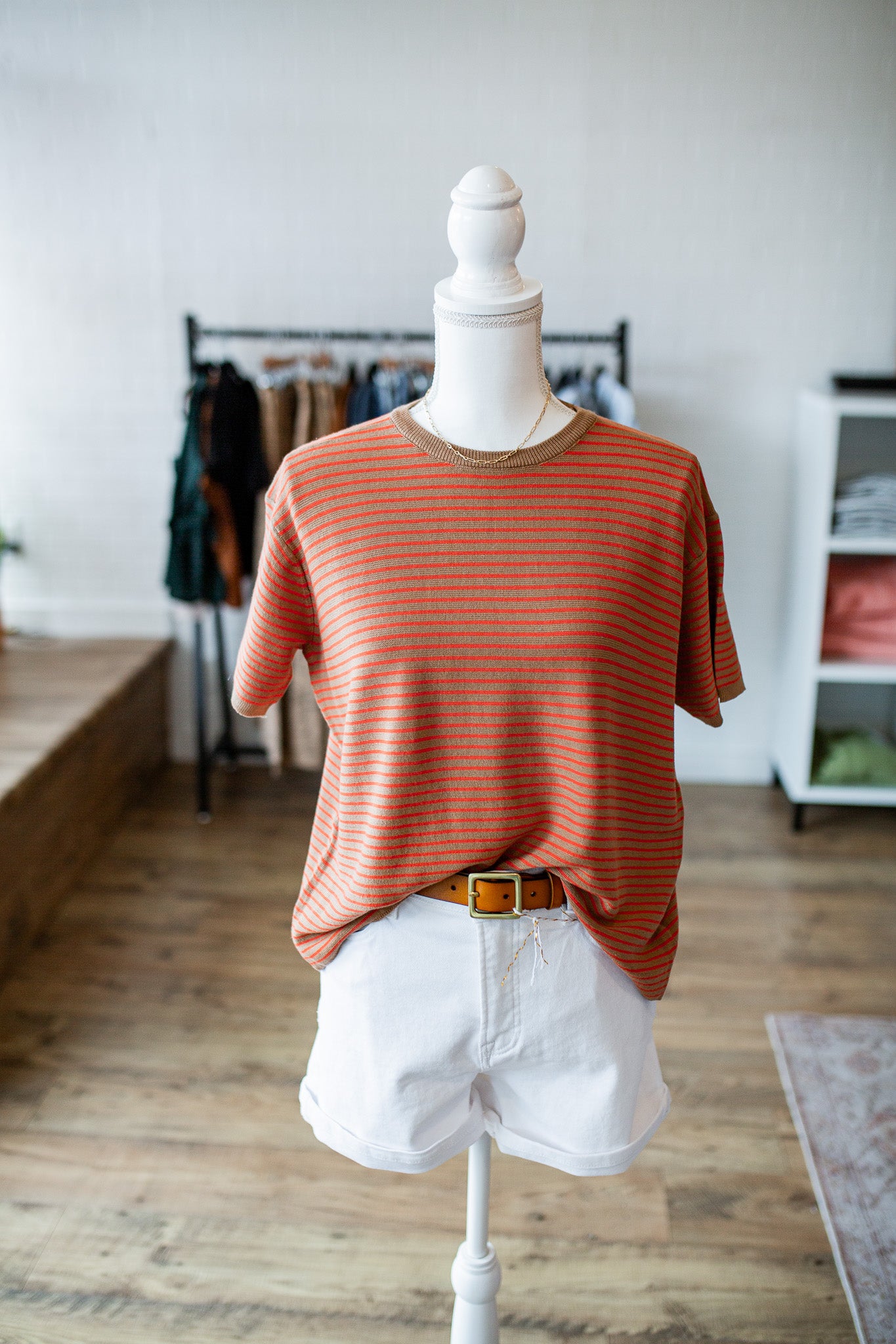 Mocha/Coral Lightweight Sweater