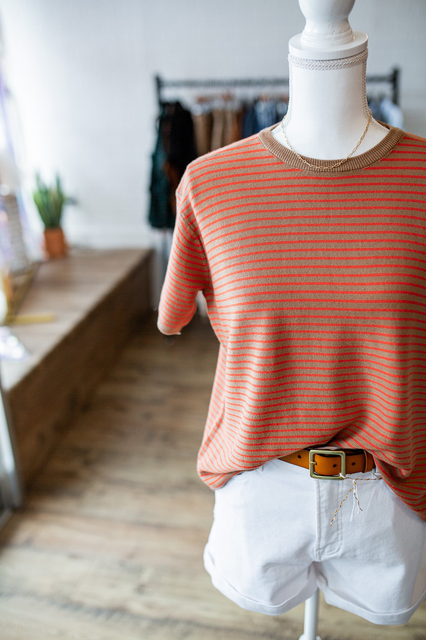 Mocha/Coral Lightweight Sweater
