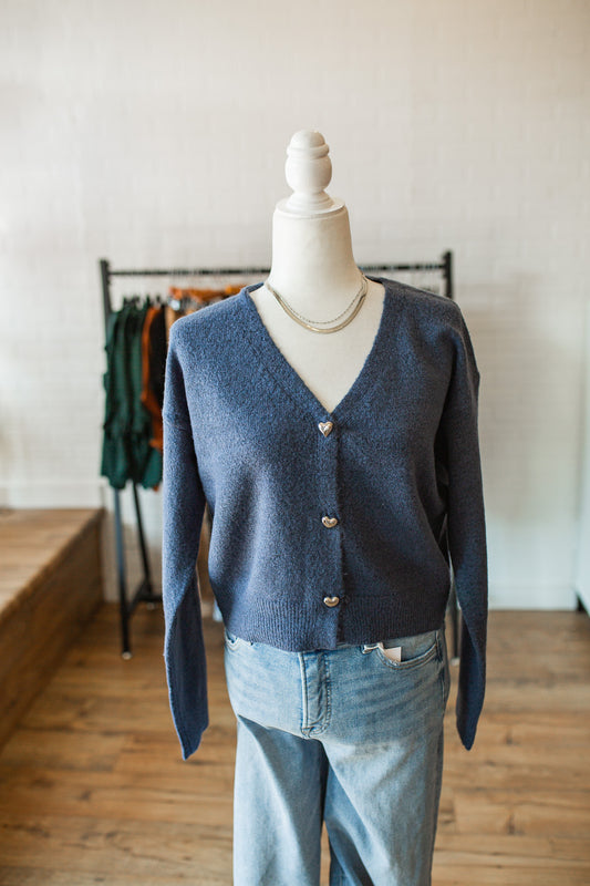 Dusty Navy Heart Cardi