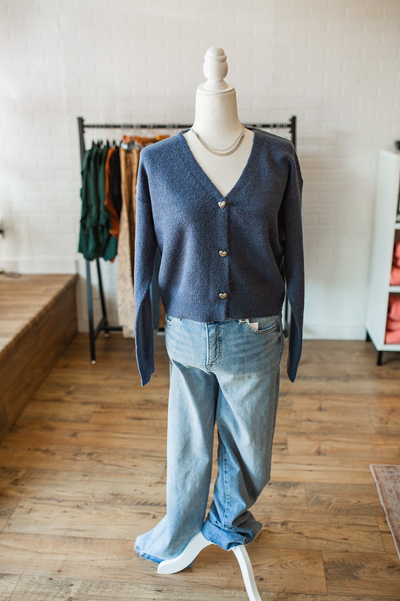 Dusty Navy Heart Cardi