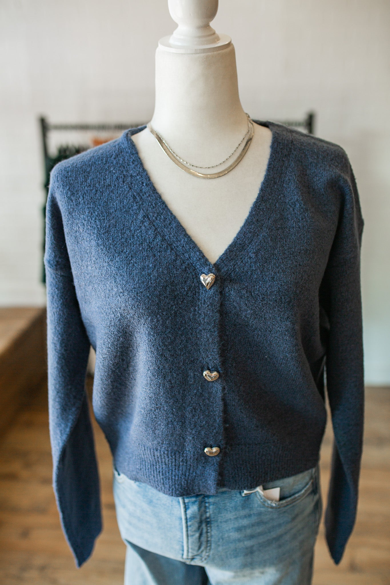 Dusty Navy Heart Cardi