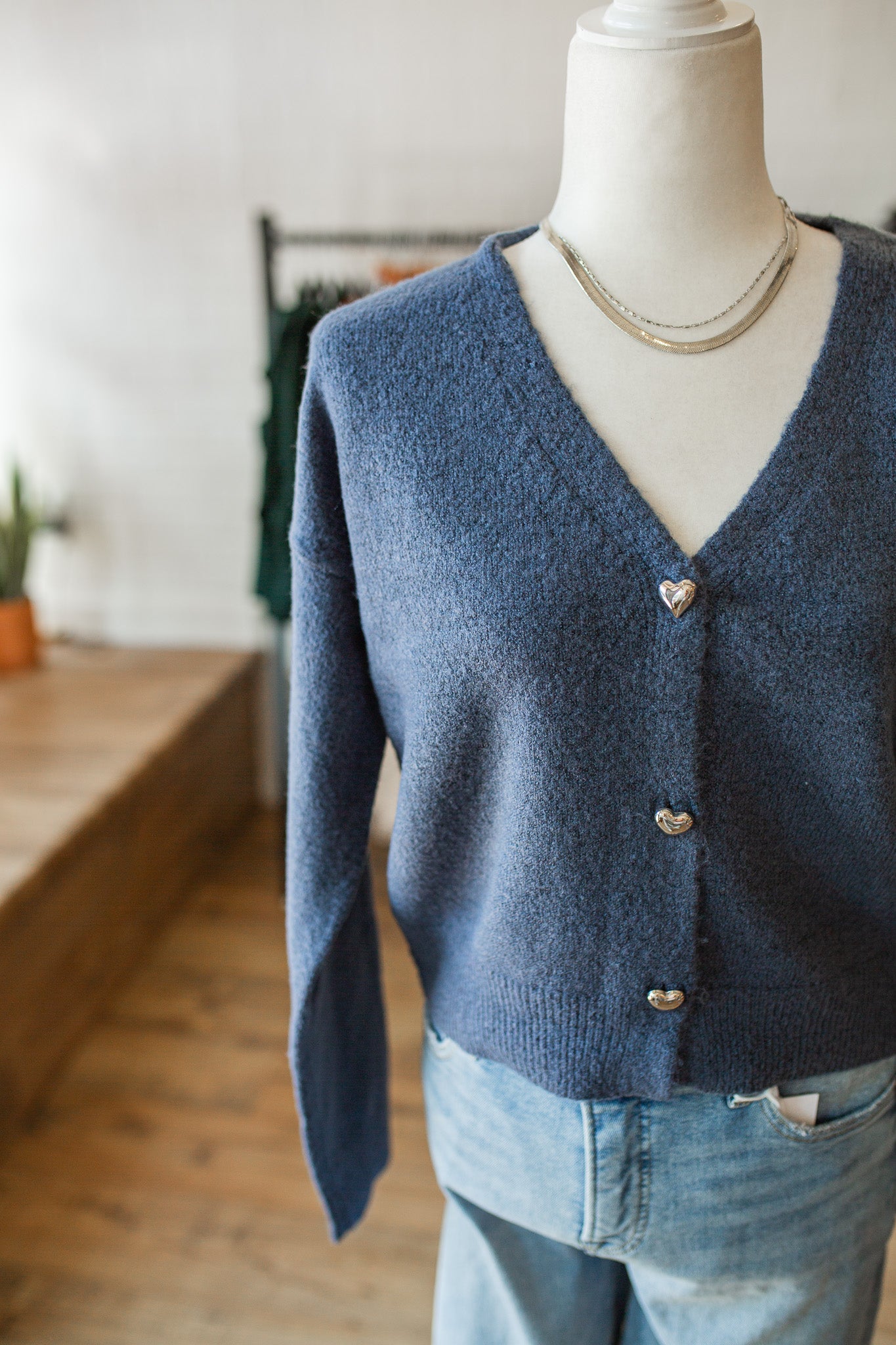 Dusty Navy Heart Cardi