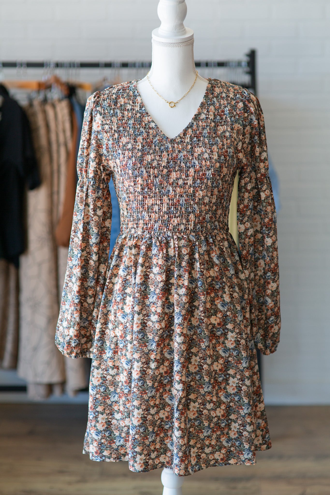 Vintage Floral Smocked Dress