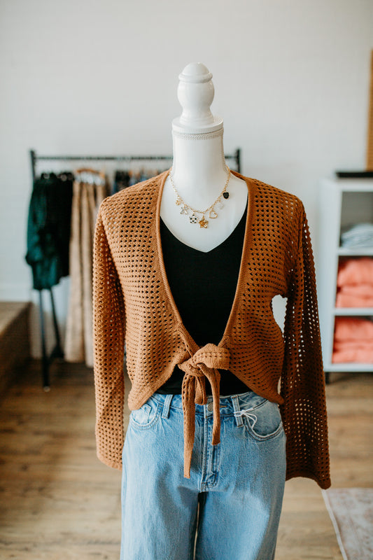 Camel Self Tie Cardi