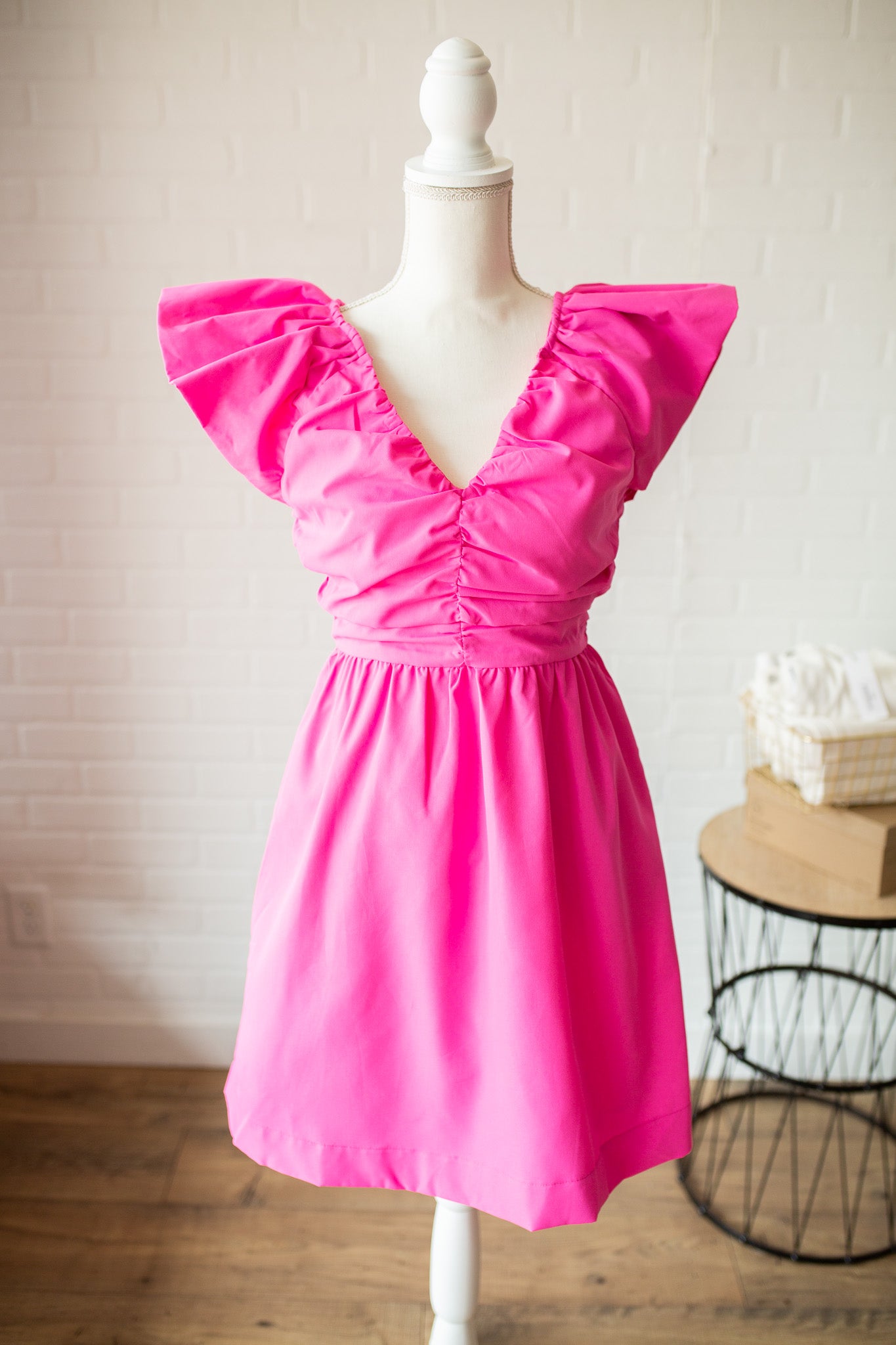Pink Poplin Mini Dress