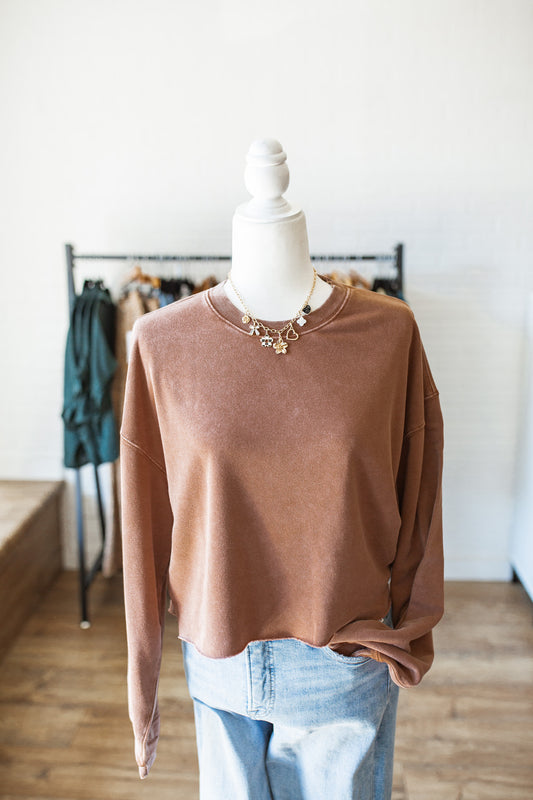 Chestnut Cropped Crewneck