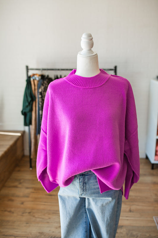Magenta Pink Mock Neck