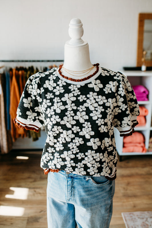 Floral Embossed Puff Shirt