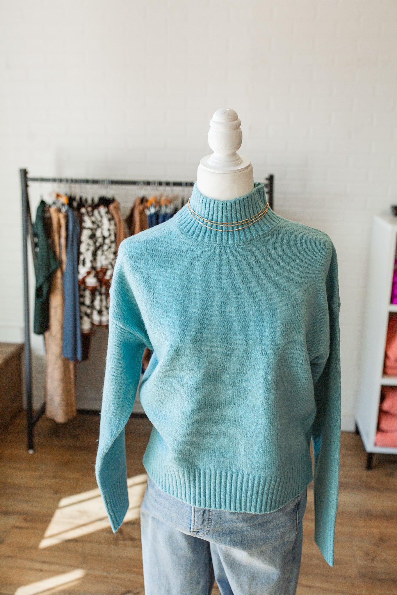 Sky Blue High Neck Sweater