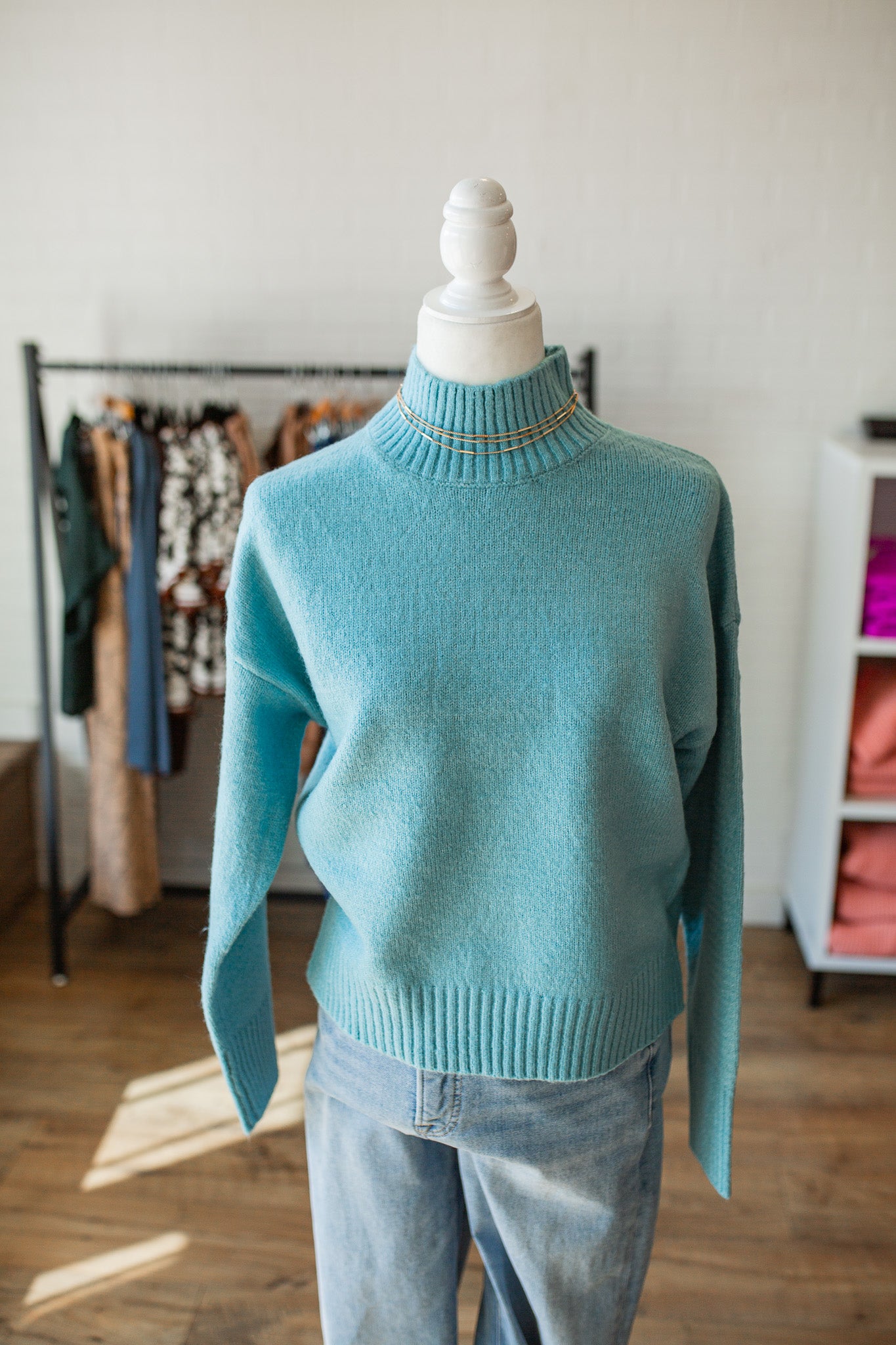 Sky Blue High Neck Sweater