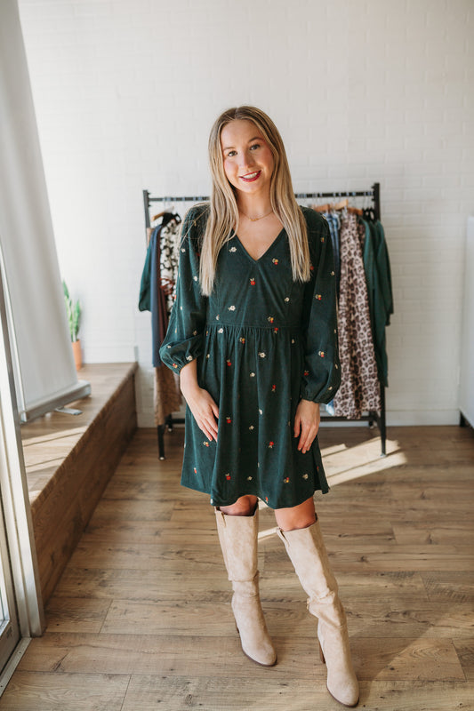 Hunter Green Corduroy Dress