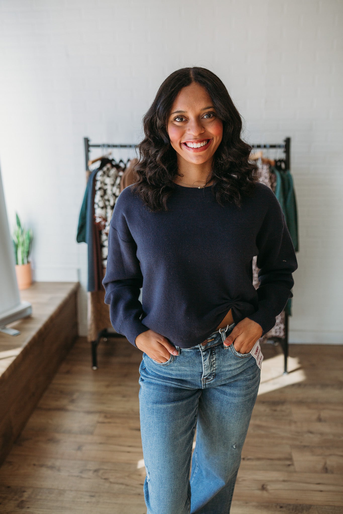 Navy Knot Sweater Top