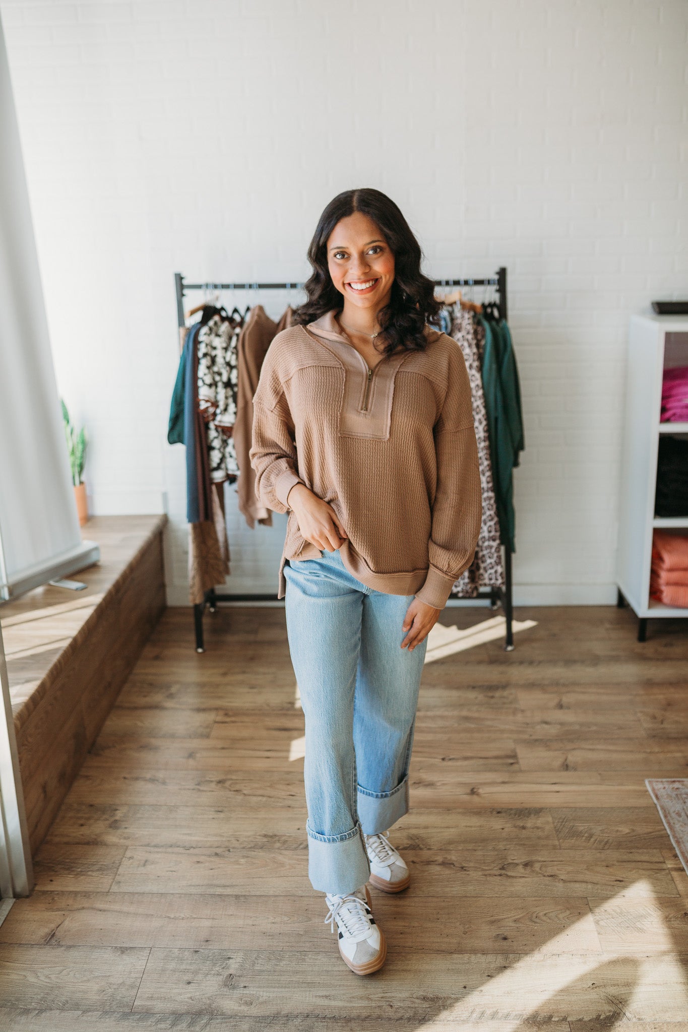 Mocha Half Zip Pullover