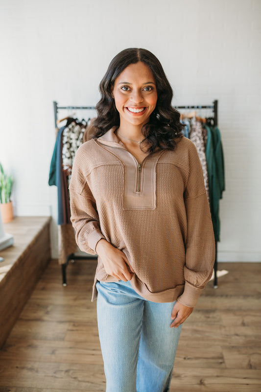 Mocha Half Zip Pullover