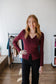 Wine Button Down Fitted Top