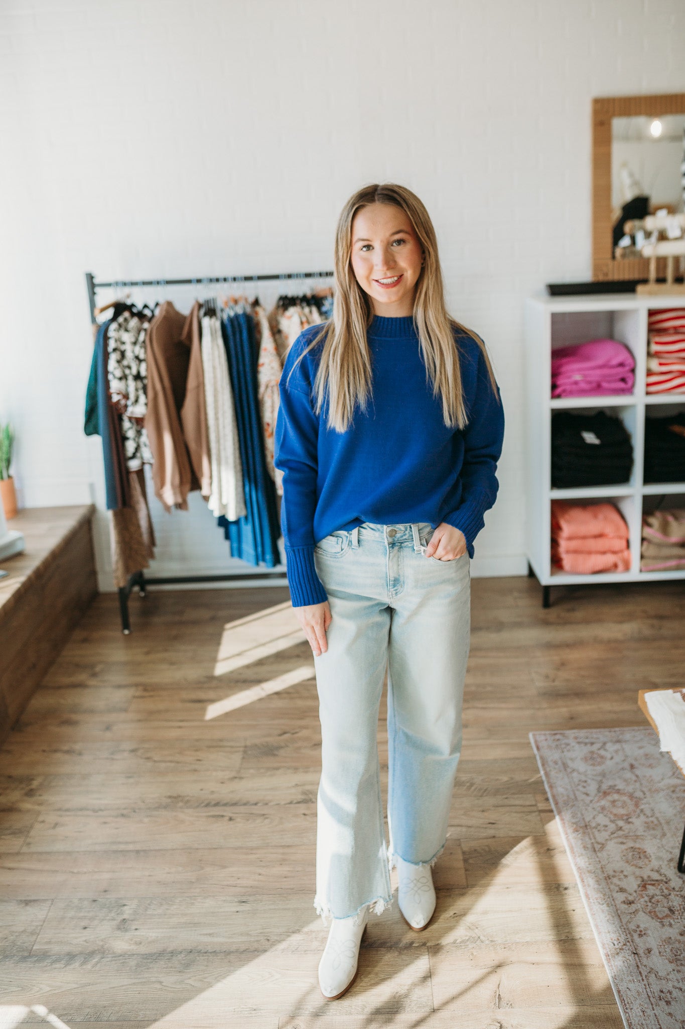 Cobalt Blue/Green Stac Sweater