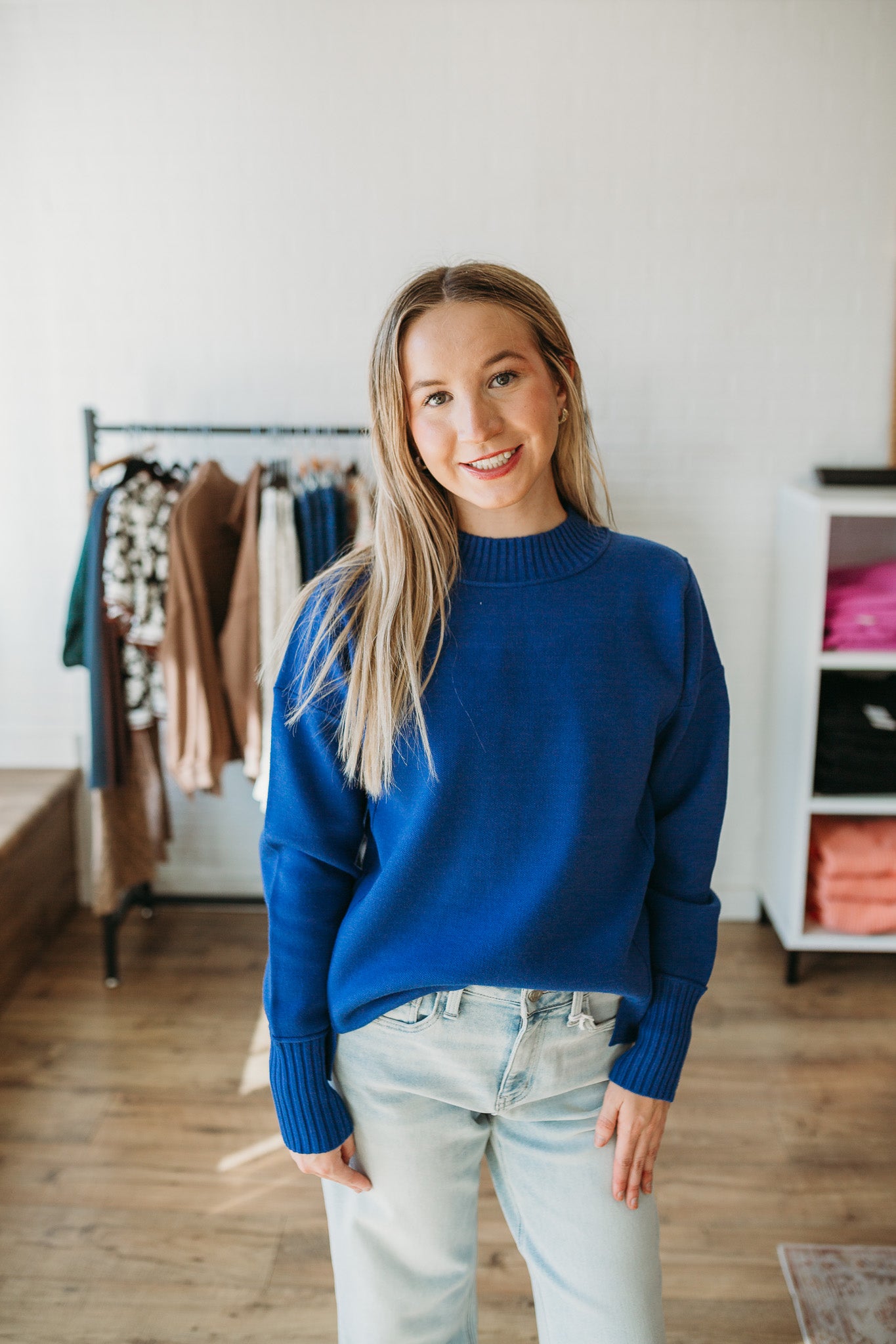 Cobalt Blue/Green Stac Sweater