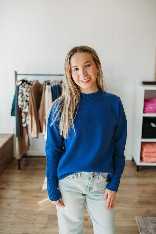 Cobalt Blue/Green Stac Sweater