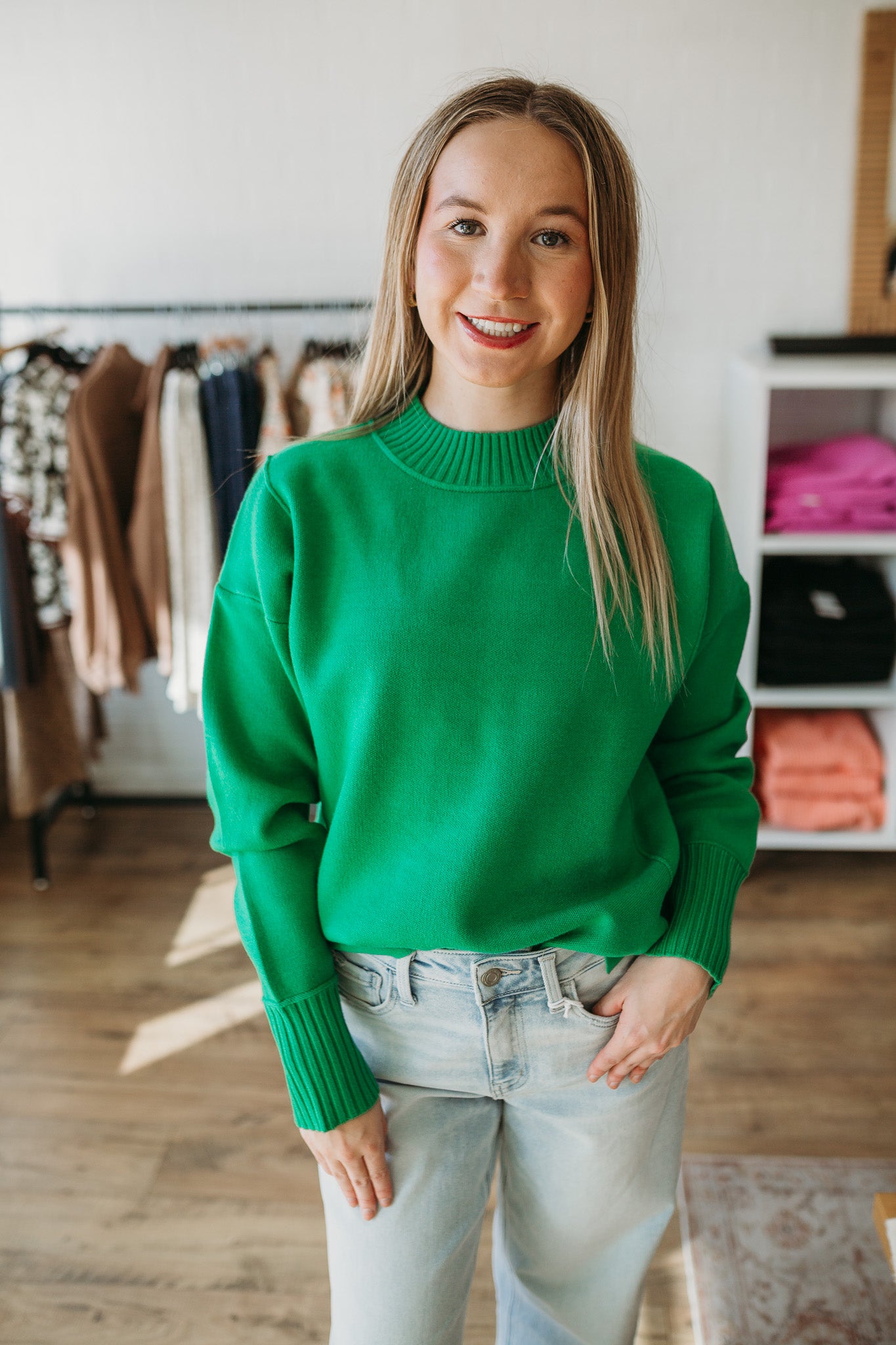 Cobalt Blue/Green Stac Sweater