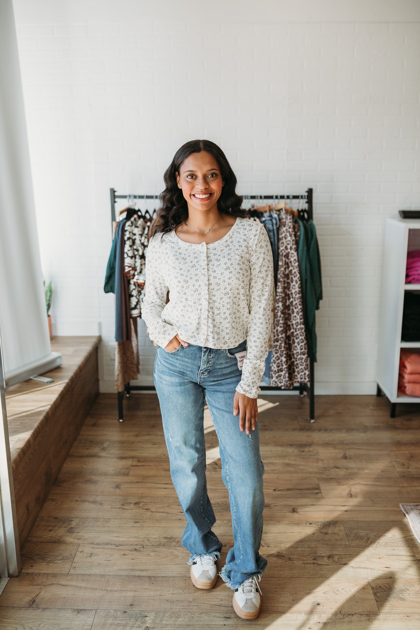 Brown Vintage Floral Cardi Top