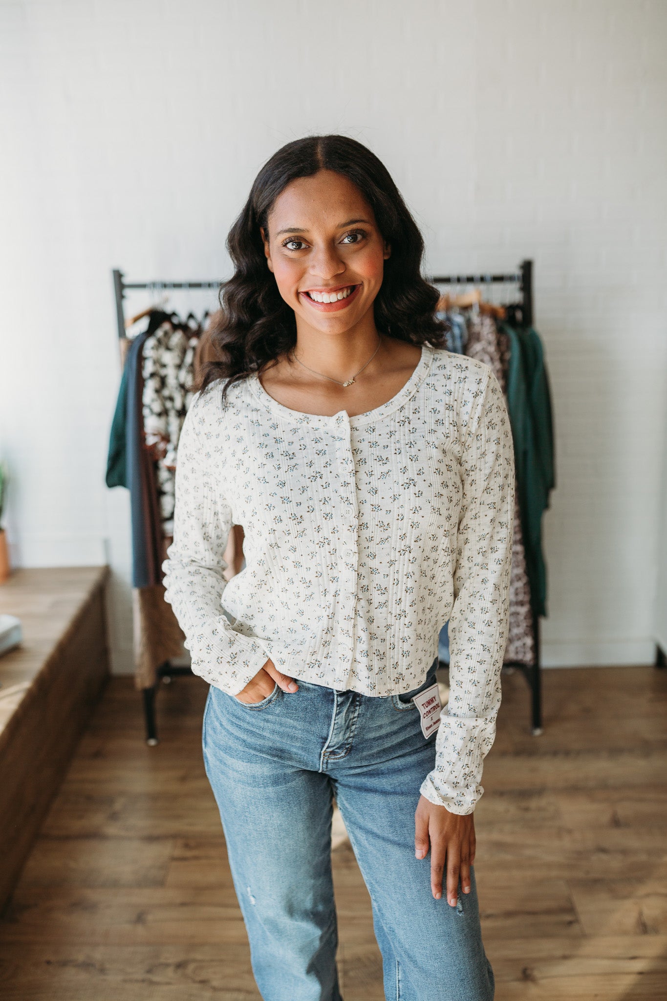 Brown Vintage Floral Cardi Top