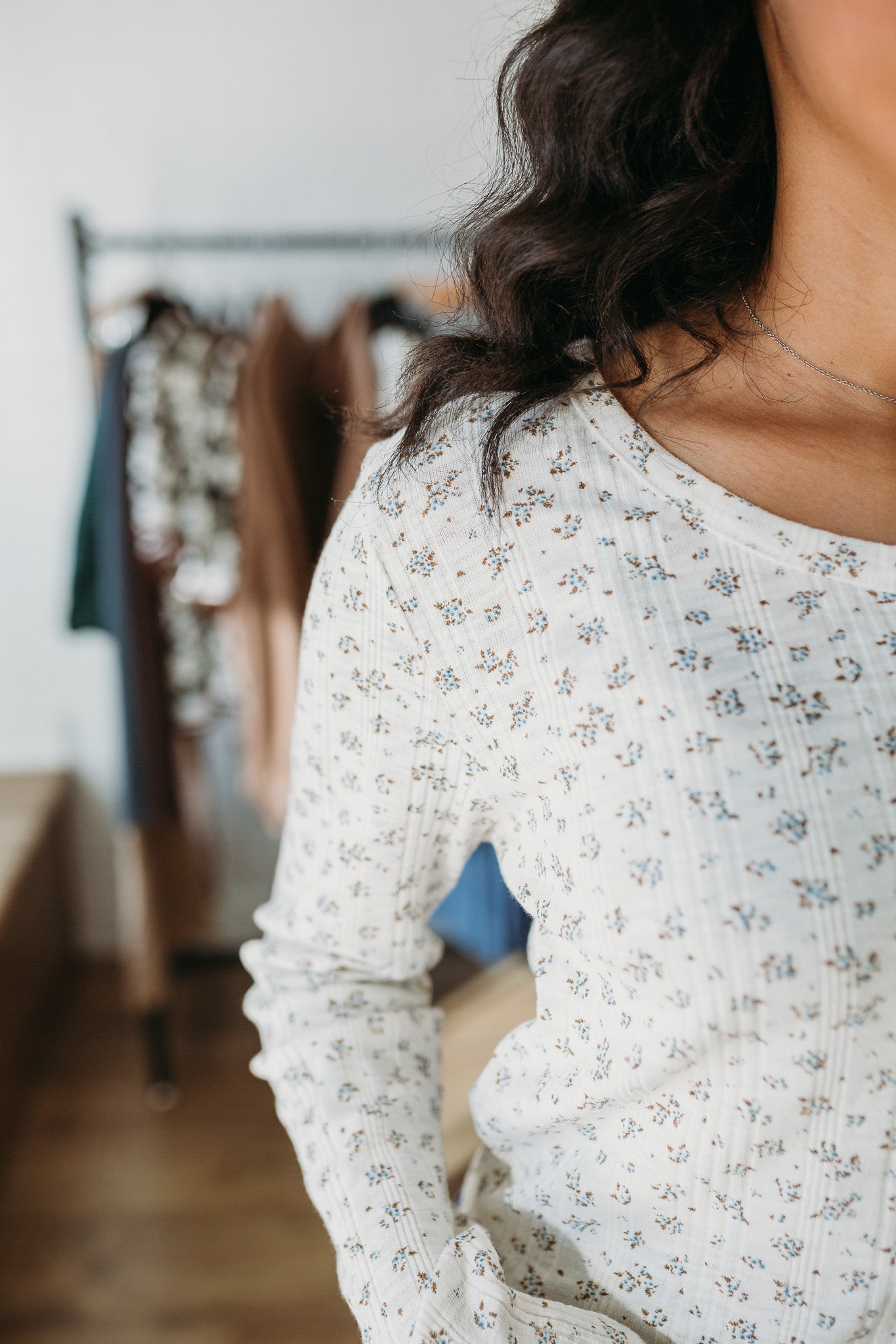 Brown Vintage Floral Cardi Top