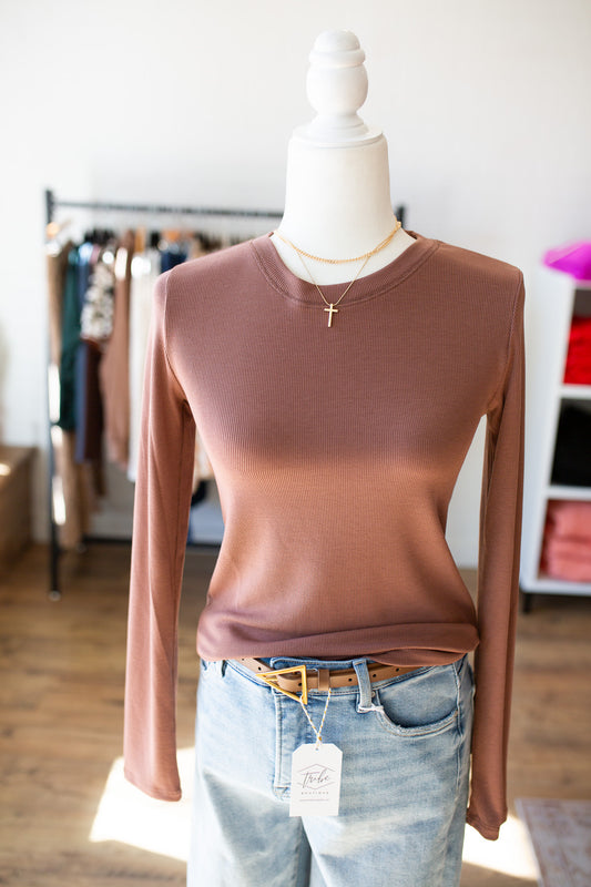 Red Bean/Oatmilk Ribbed Top