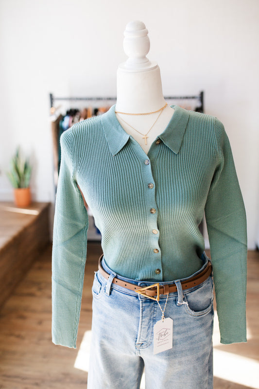 Pistachio Collared Top