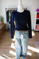 Navy Textured Trimmed Top