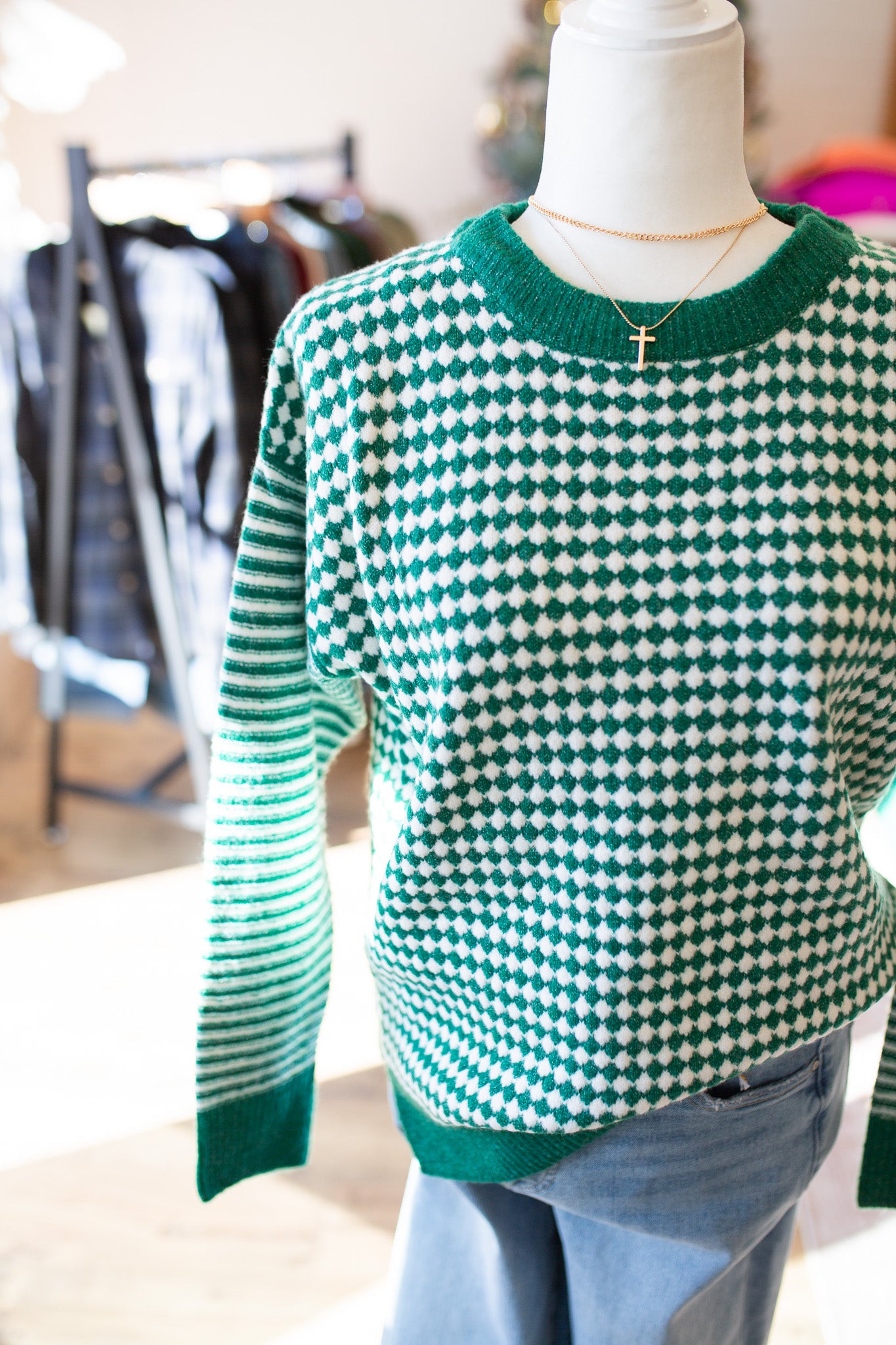 Green Check Sweater