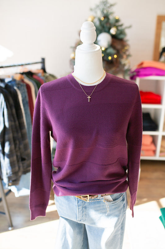 Plum Textured Stripe Top