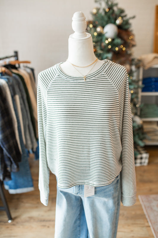 Cream/Black Striped Raglan