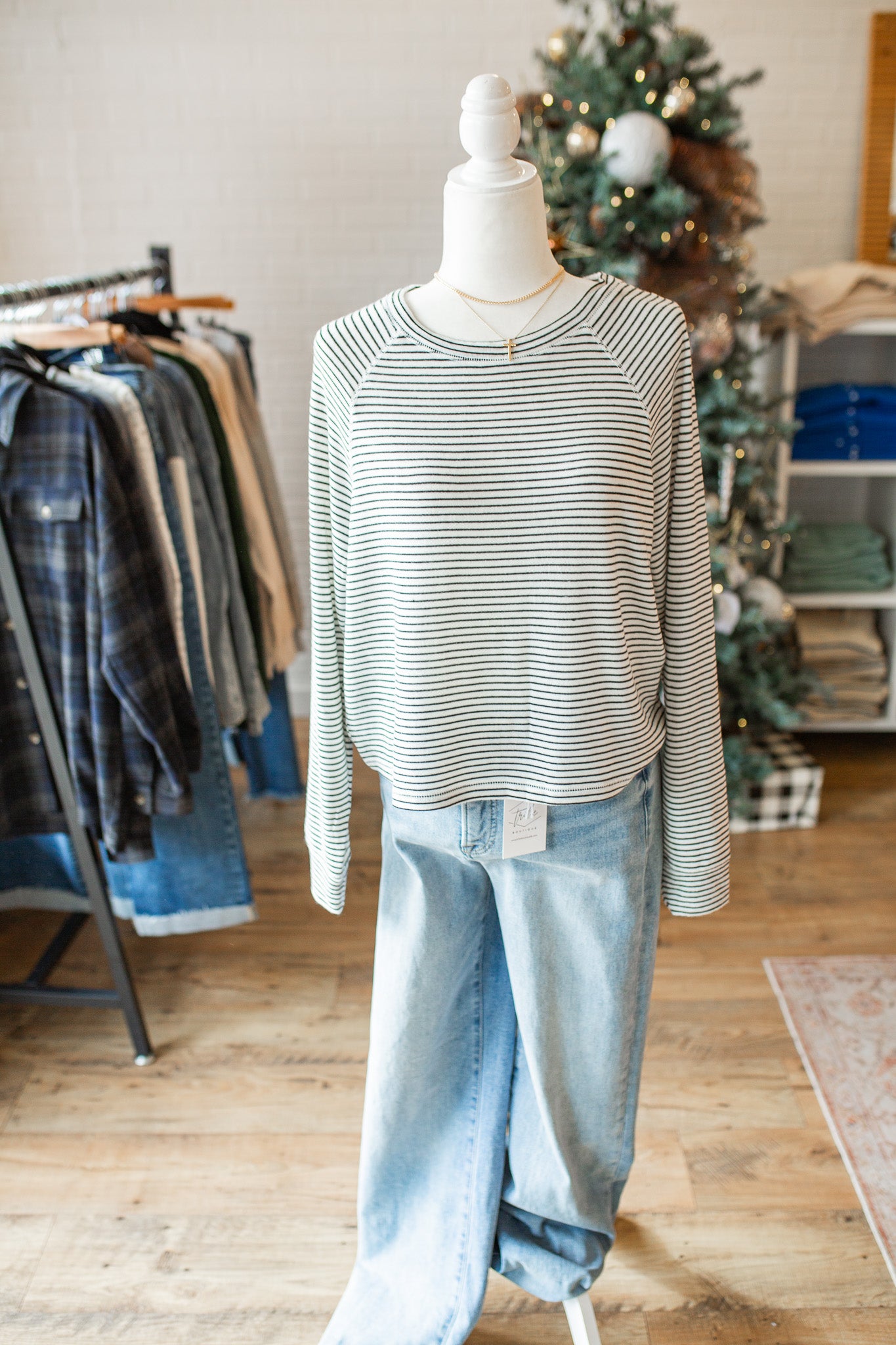 Cream/Black Striped Raglan