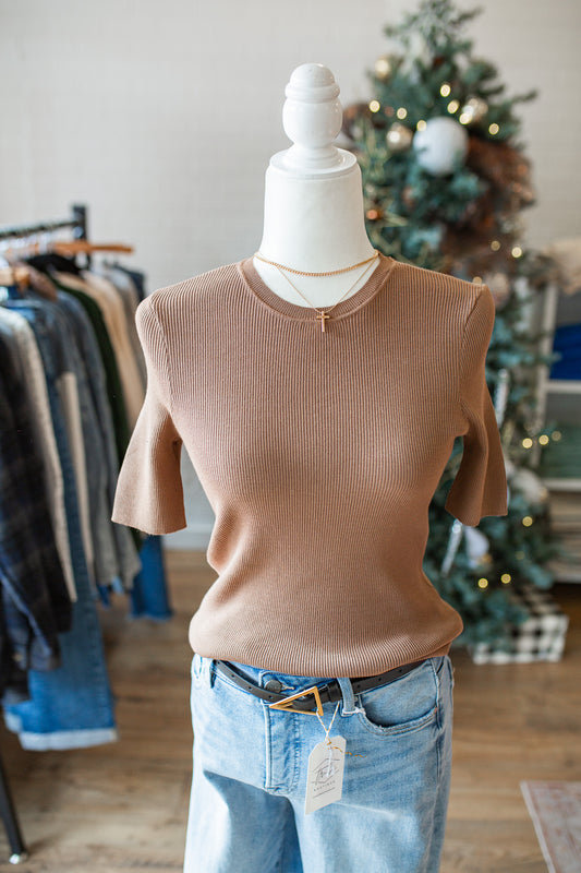Chestnut Ribbed Top