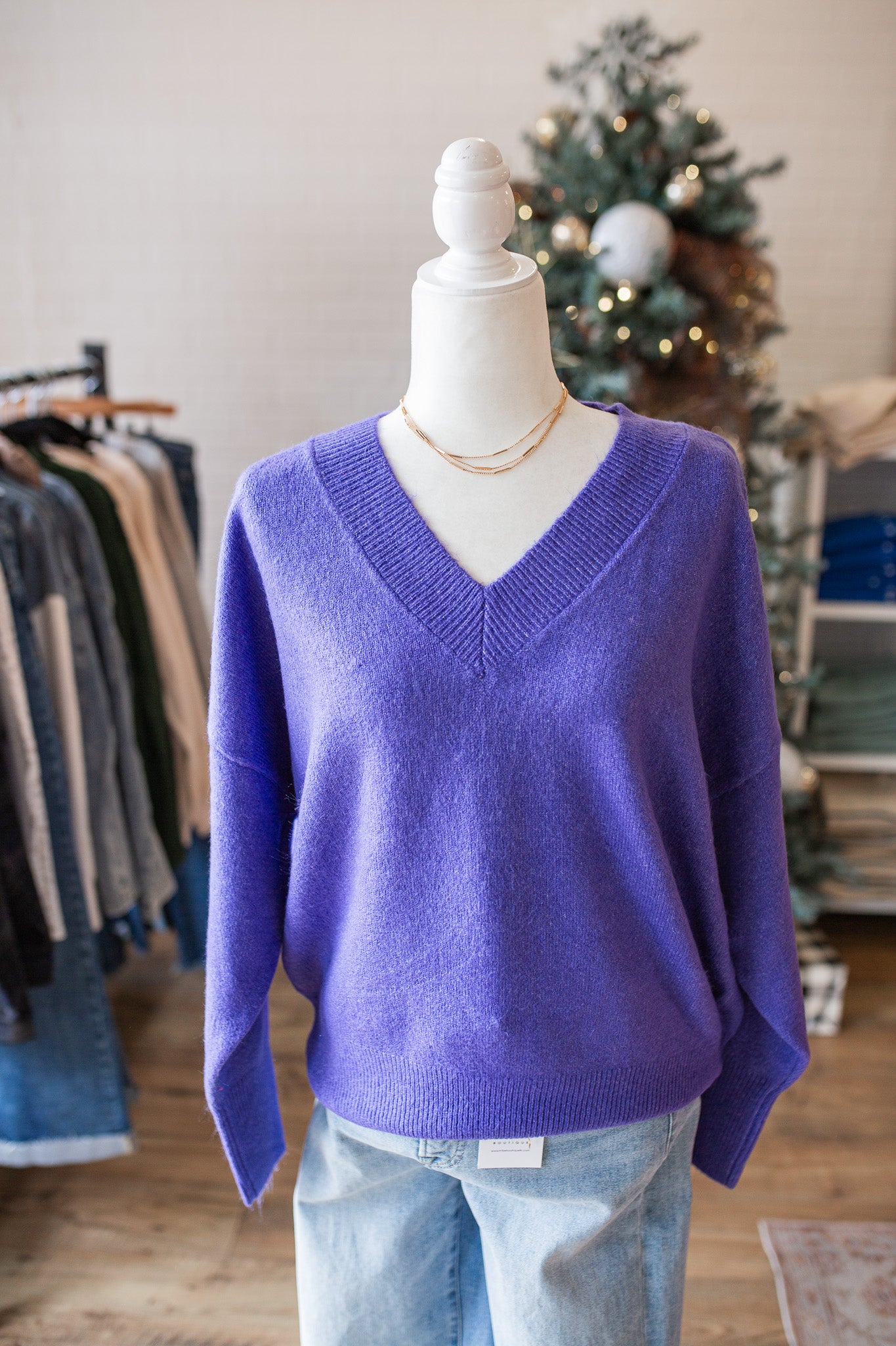 Iris Purple V-Neck Sweater