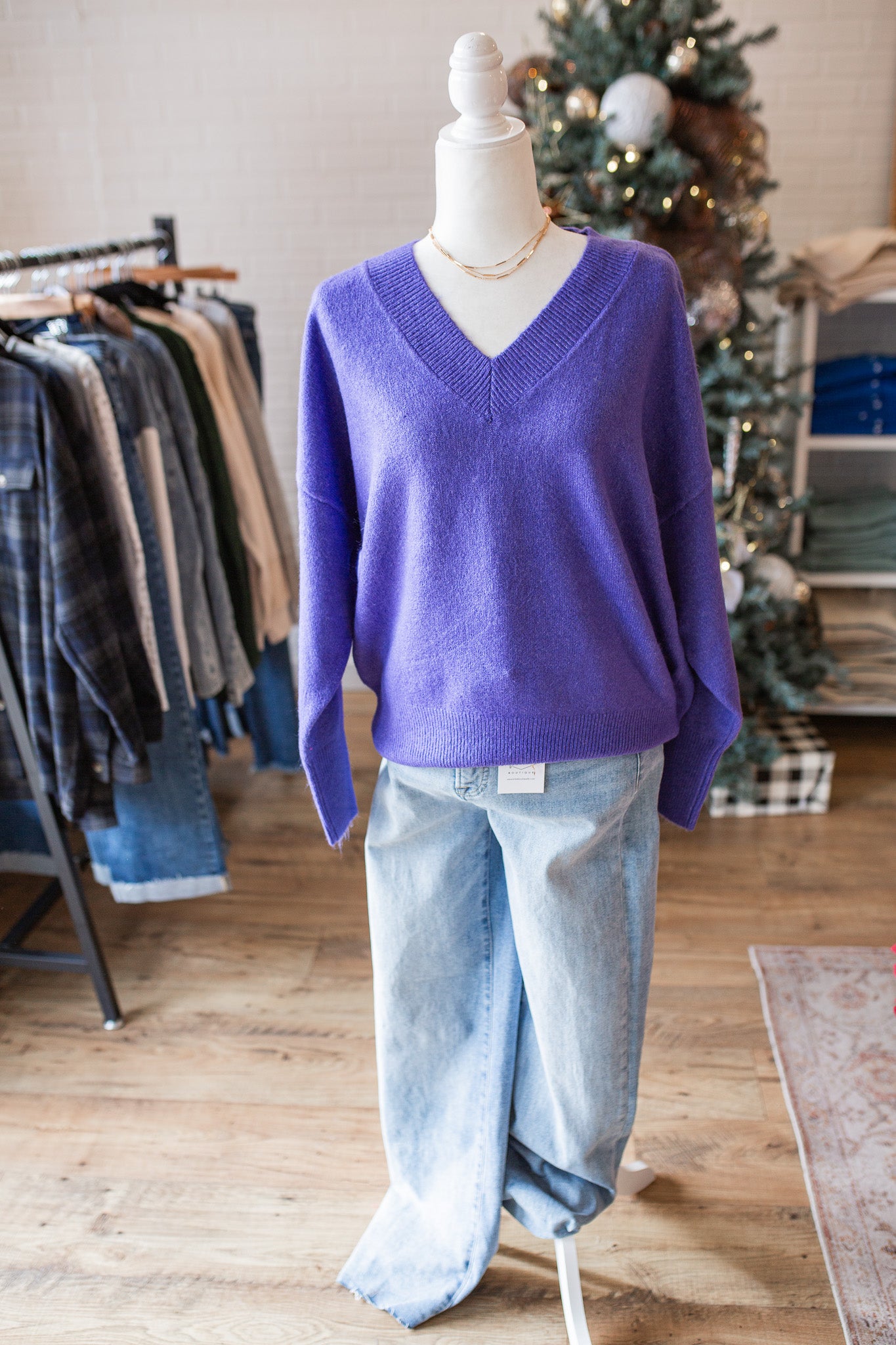 Iris Purple V-Neck Sweater