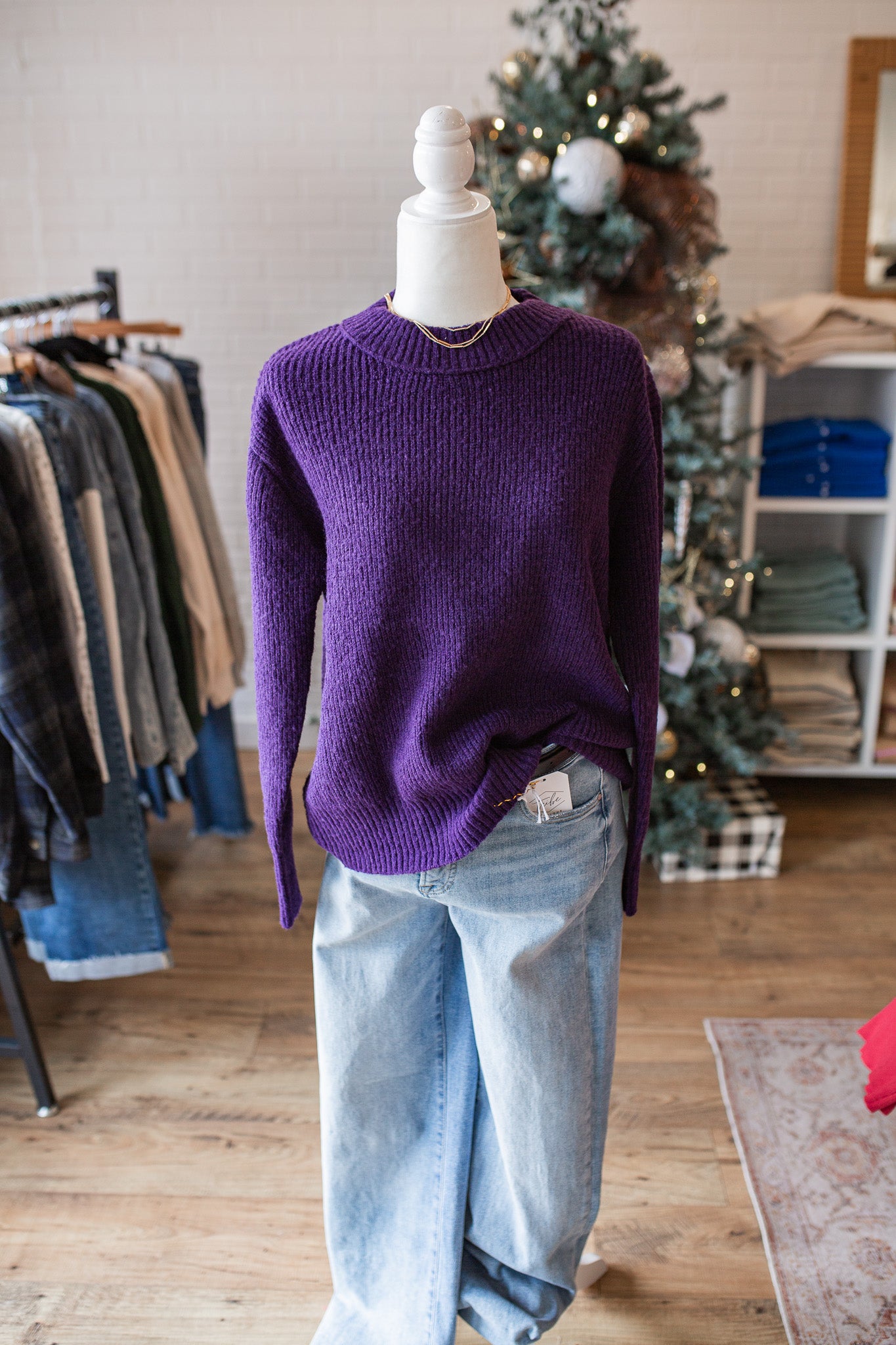 Dark Purple Ribbed Pullover