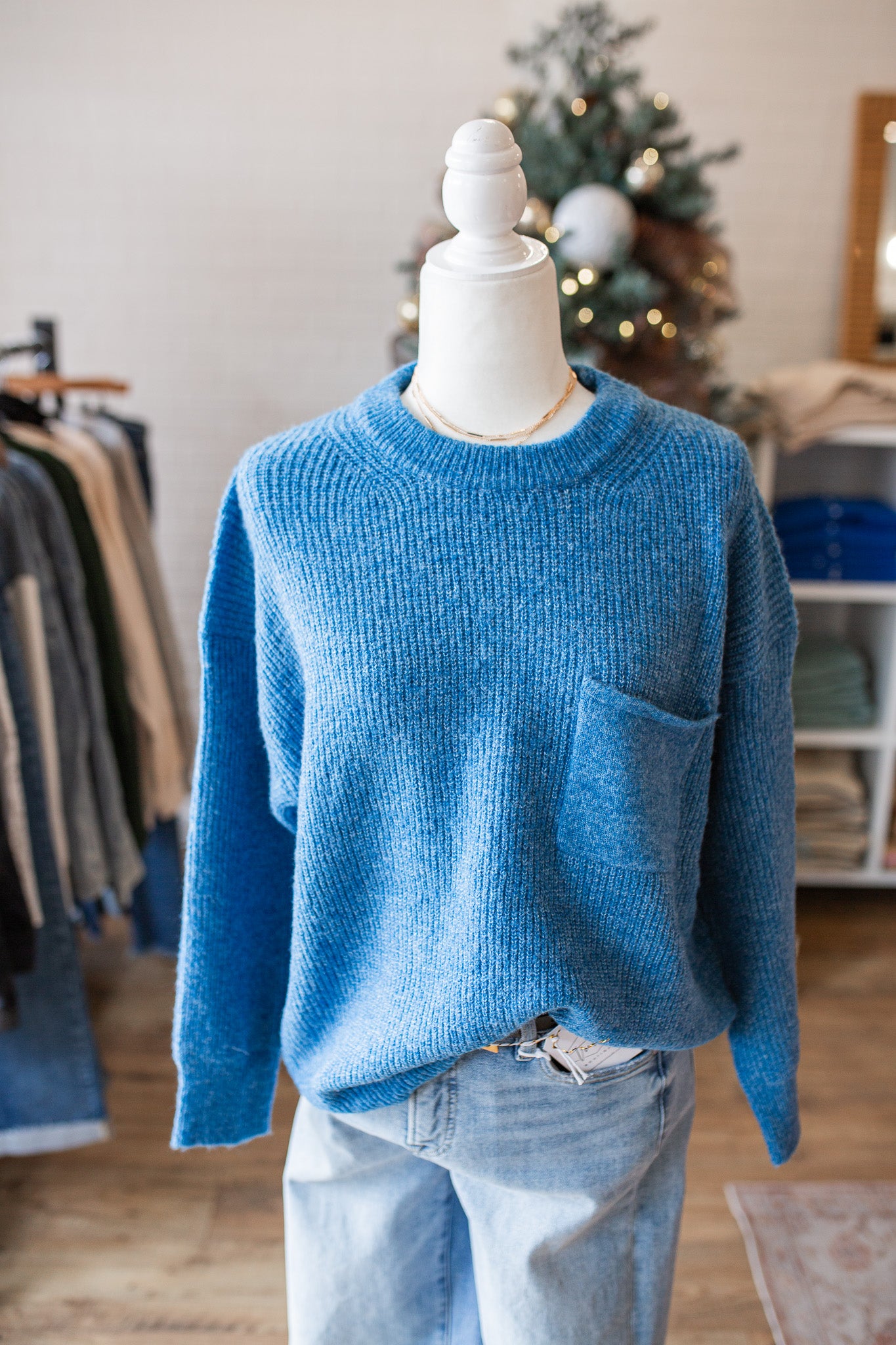 Blue Chest Pocket Sweater